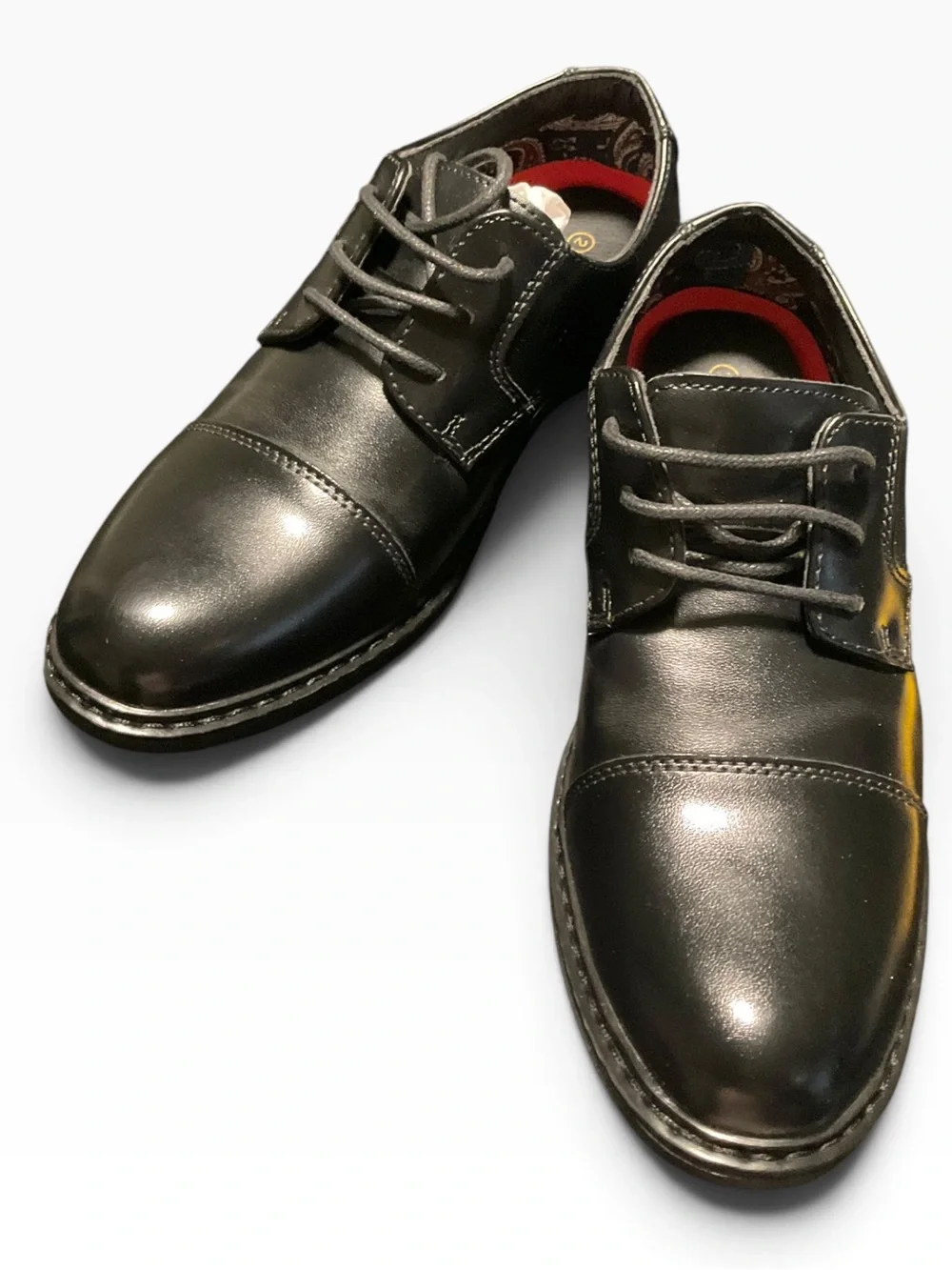 Bruno Marc Boy’s Vegan Leather Black Dress Oxfords Size 2 NEW NIB